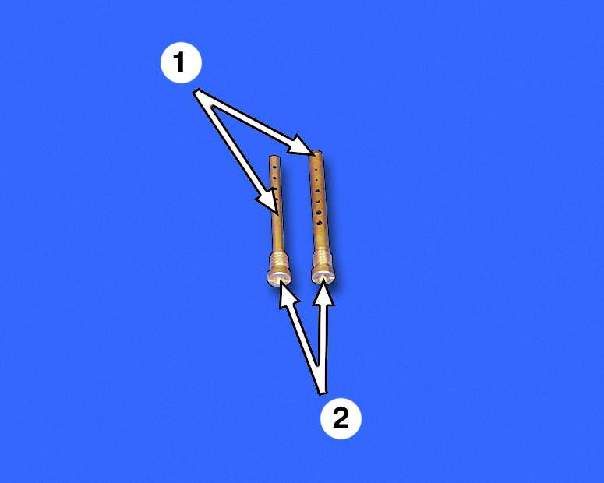 Предупреждение Не отворачивайте без крайней необходимости винты крепления воздушной и дроссельных заслонок и не снимайте заслонки – их смещение может привести к заеданию. Не вынимайте запрессованные в корпус латунные трубки. 1 – электромагнитный клапан 2 – уплотнительное кольцо 3 – топливный жиклер холостого хода 1 - эмульсионная трубка 2 - главный воздушный жиклер